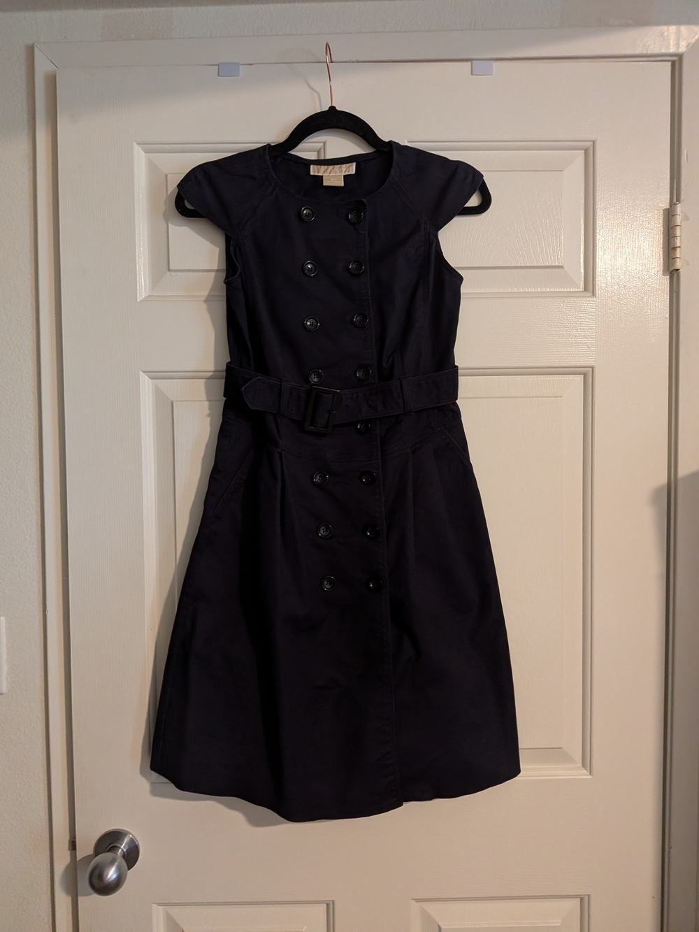MICHAEL Michael Kors Navy Double-Breasted Belted Midi Dress